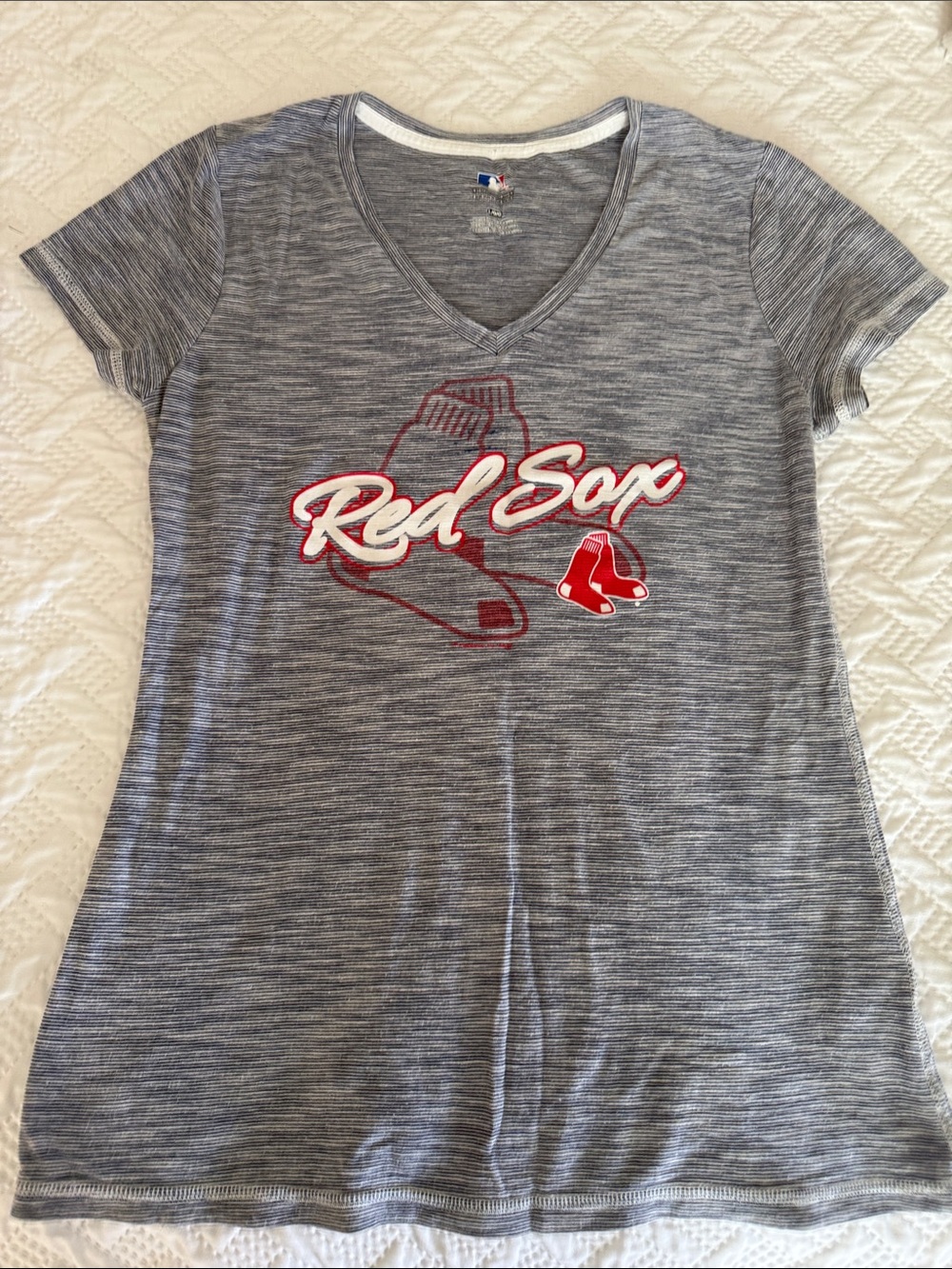 Women's Gray Red Sox V-Neck Tee